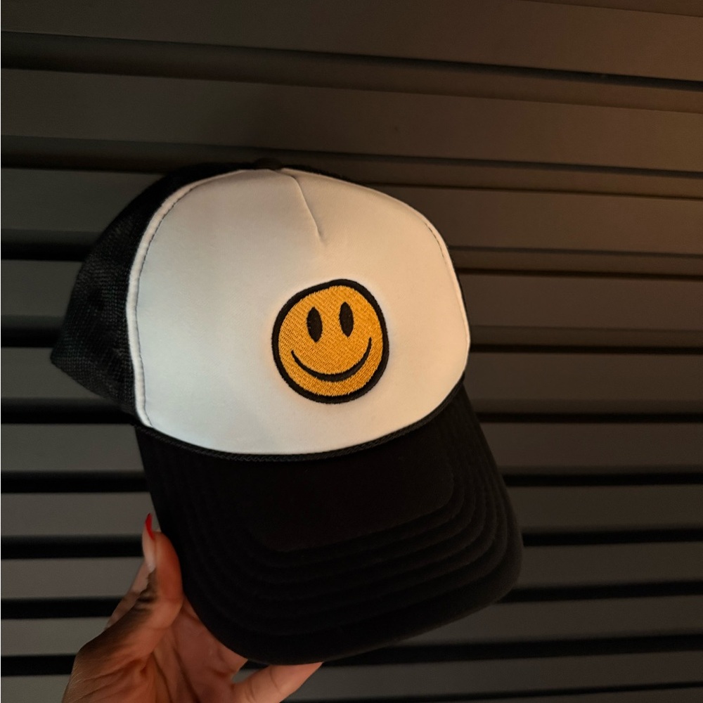 OTTO Black and Cream Smiley Trucker Hat